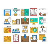Export And Import Transportation Icons Set vector