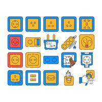 Socket Power Electrical Accessory Icons Set vector