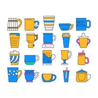 Cup Utensil For Drinking Beverage Icons Set vector