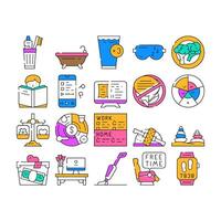 Self Care Procedure And Life Task Icons Set vector