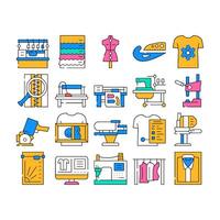 factory sewing sew machine icons set vector