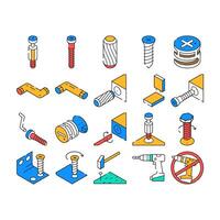 assembly instruction furniture icons set vector
