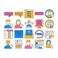 registration form web icons set vector