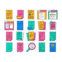 document business file office icons set vector