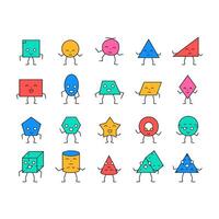 geometric shape funny icons set vector