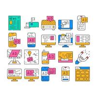 advertising media internet icons set vector