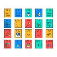 file format document icons set vector