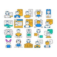 chat bot robot service icons set vector