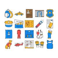 crime scene police criminal icons set vector