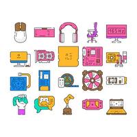game pc computer gaming icons set vector