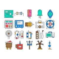 engineer worker industry icons set vector
