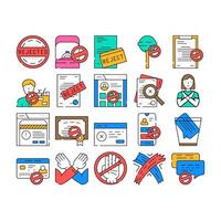 reject deny document cancel icons set vector