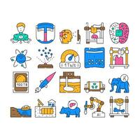 future technology digital data icons set vector
