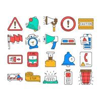 alert caution error danger icons set vector