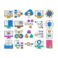 software compute, engineer icons set vector