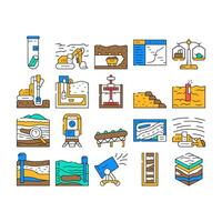 mining engineer industry icons set vector