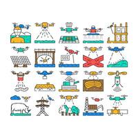 drone use technology icons set vector