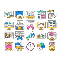 game development software icons set vector