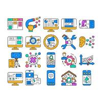 social media marketing internet icons set vector