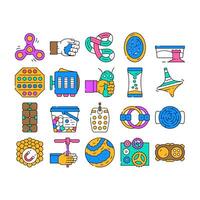 fidget toy pop fun icons set vector