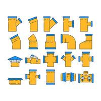 pipeline industry gas pipe icons set vector
