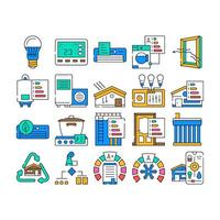 energy efficient technology home icons set vector