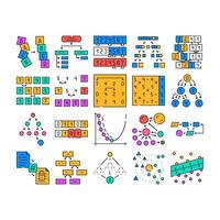 sorting algorithm data filter icons set vector