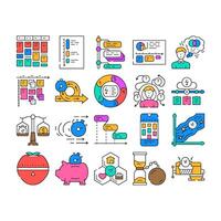 time management schedule task icons set vector