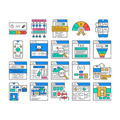 seo website digital business icons set