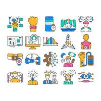 tech enthusiast reality virtual icons set vector