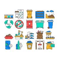 waste sorting garbage plastic icons set vector