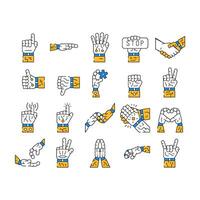 hand robot technology icons set vector