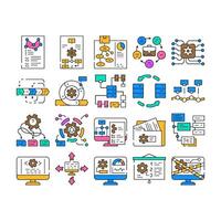 system analyst data business icons set vector