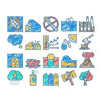 global warming problem icon hand drawn vector