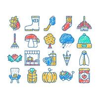 autumn season objects icon hand drawn vector