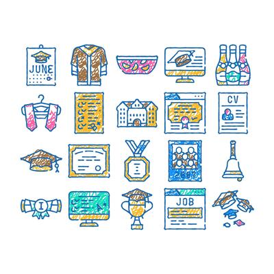 graduation education icon hand drawn