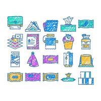 tissue paper and napkin package icon hand drawn vector