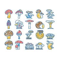 mushroom vegetable and fungus icon hand drawn vector