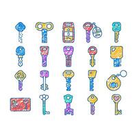 key for open and close padlock icon hand drawn vector