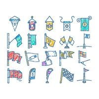 flag start web pennant map icon hand drawn vector