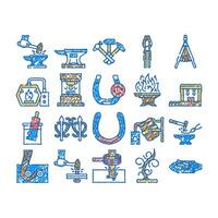 blacksmith forge anvil work icon hand drawn vector