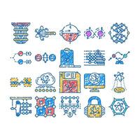 quantum technology data network icon hand drawn vector
