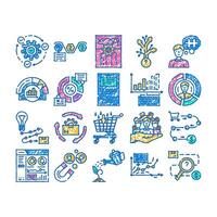 business process technology chart icon hand drawn vector