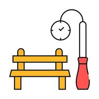 park bench and clock for date icon color illustration vector