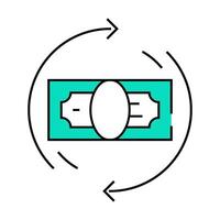 money banknote circle arrows icon color illustration vector