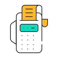 cash register with receipt icon color illustration vector