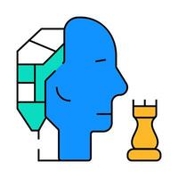 robot head brain play chess icon color illustration vector