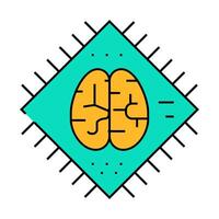brain microchip artificial intelligence icon color illustration vector