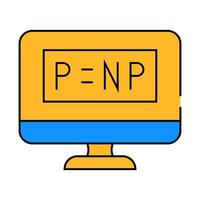 P vs NP unsolved problem in computer science icon color illustration vector