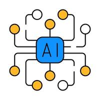 artificial intelligence ai scheme icon color illustration vector
